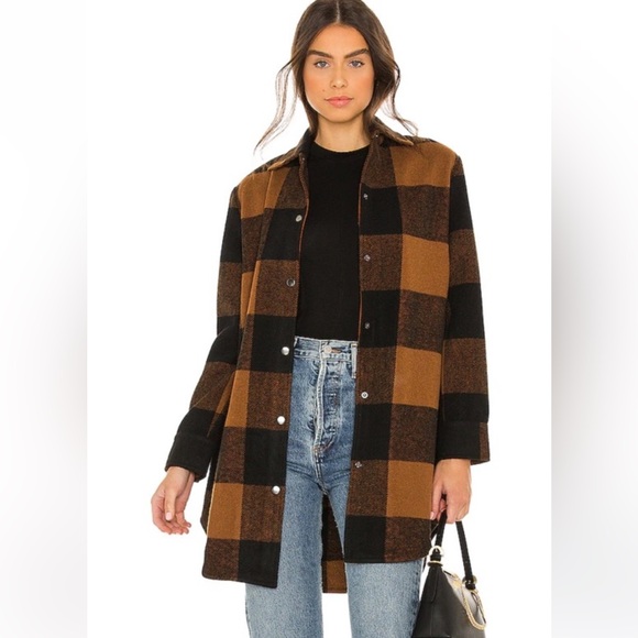 BB Dakota Jackets & Blazers - BB Dakota Steve Madden Black Cognac Tan Brown Utility Jacket Shacket Small S